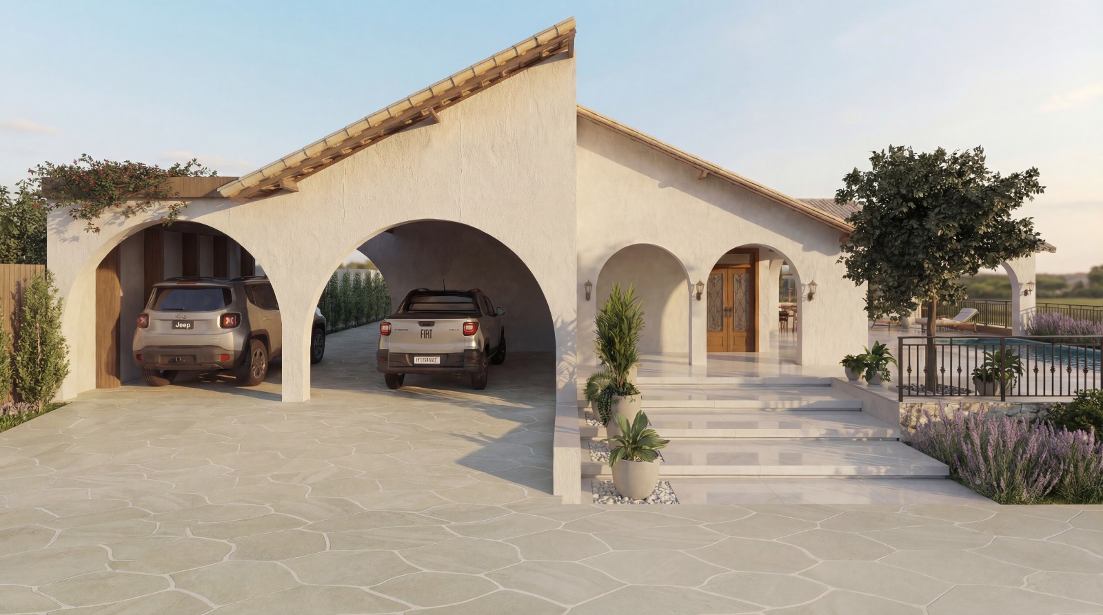 Fachada residencial contemporânea — Monte Oliva